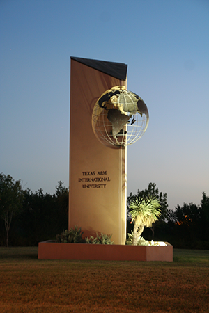 TAMIU entrance globe