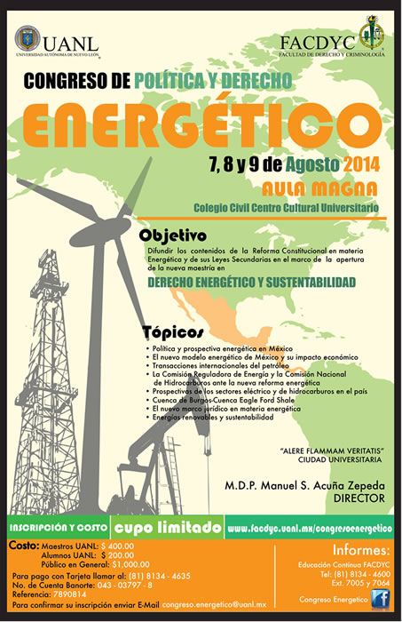 Poster for Congreso de Politica y Derecho Energetico UANL