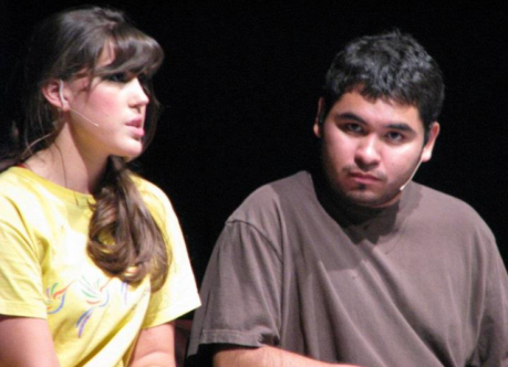 Students performing in Ha! directed by Gilberto Martinez