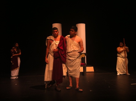 Students performing in Ha! directed by Gilberto Martinez