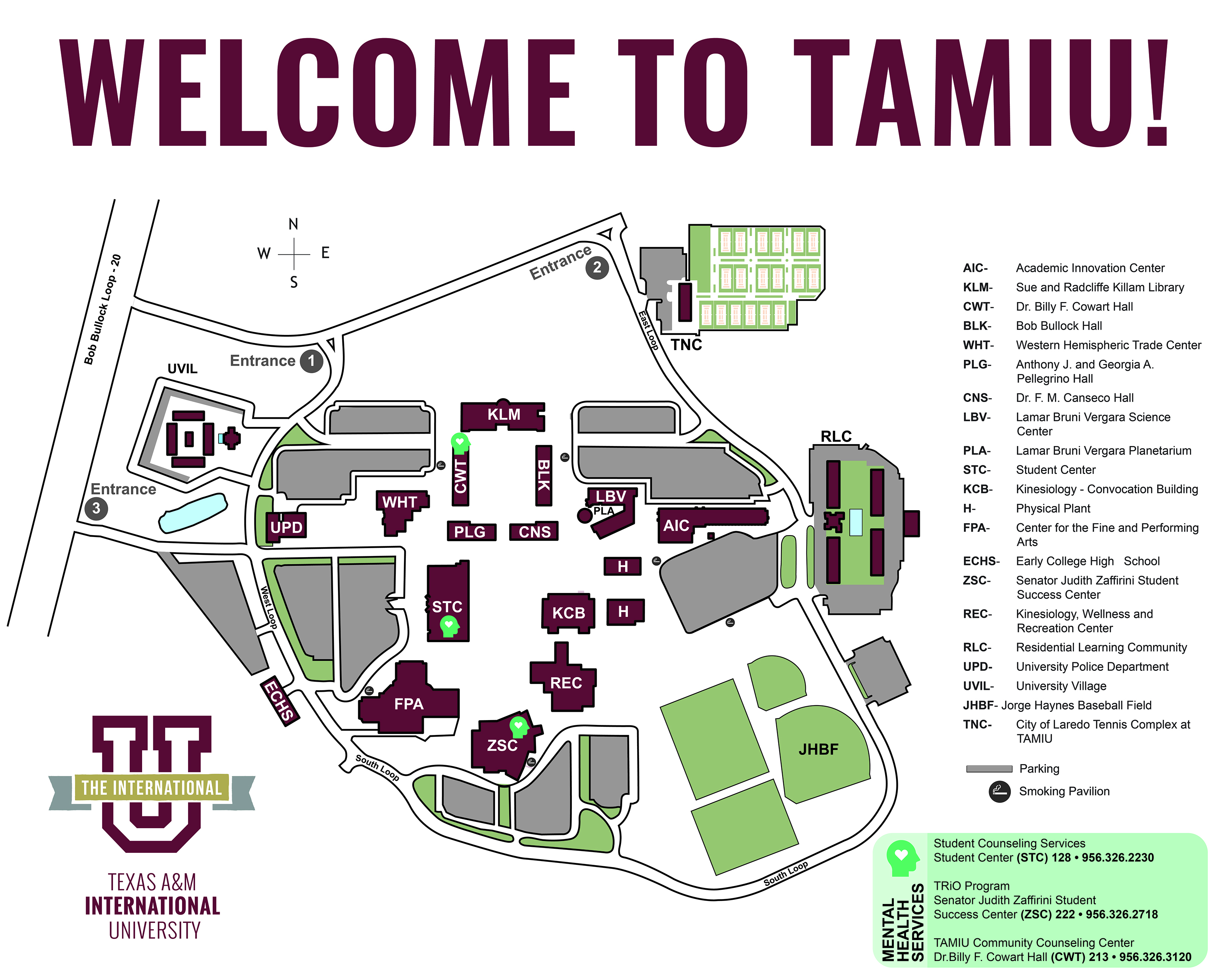 Map of TAMIU Mental Health Services