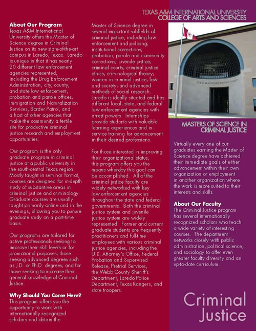 Criminal Justice program flier