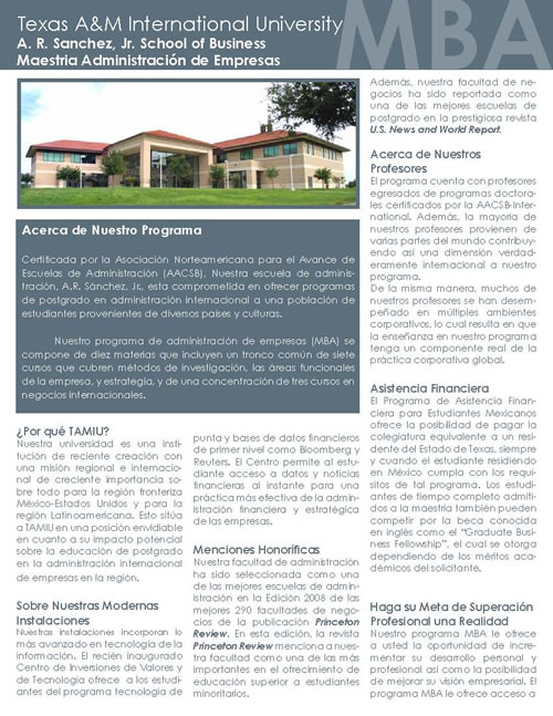 MBA Spanish Program Flier