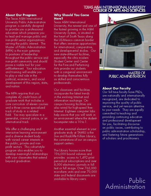 Public Administration program flier
