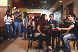 Students at Starbucks