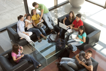 Students in Lobby of Western Hemispheric Trade Center