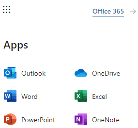 MS Outlook Main Apps - Click Office 365