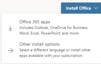 Install Office Dropdown - Click Office 365 aps