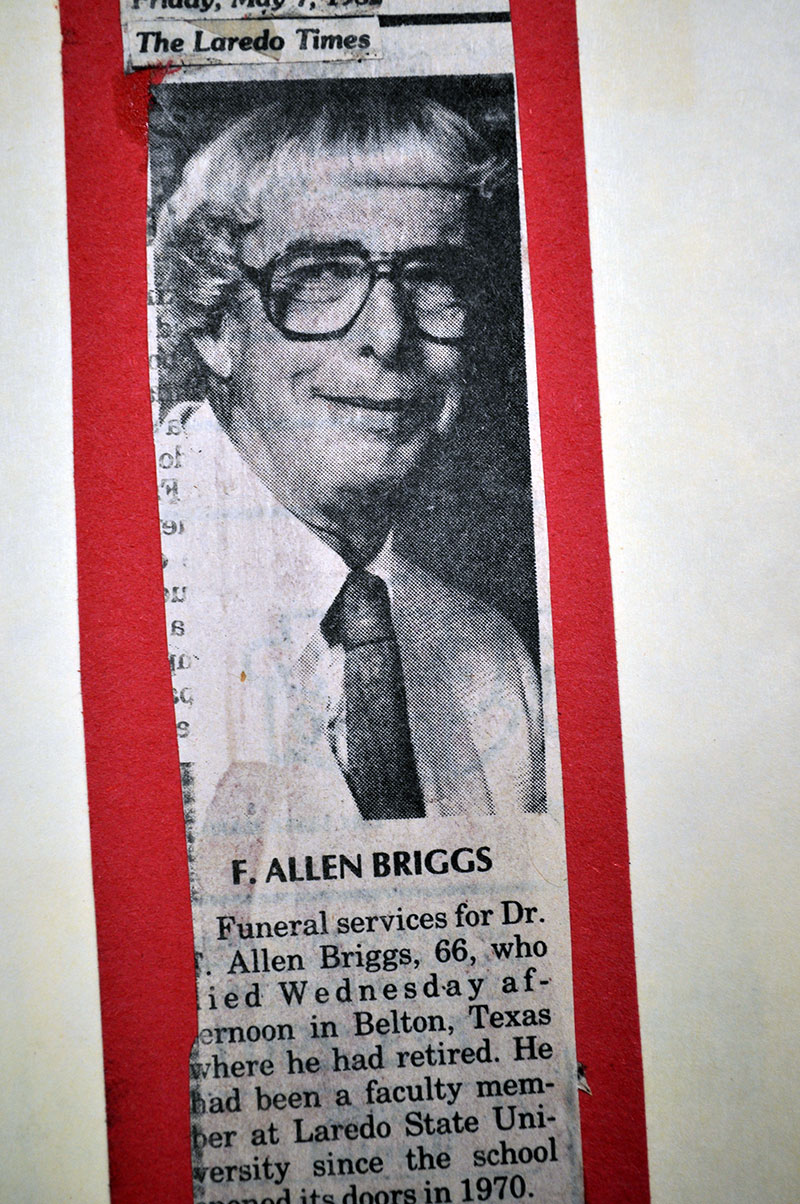 Obituary clipping for Dr. F. Allen Briggs.