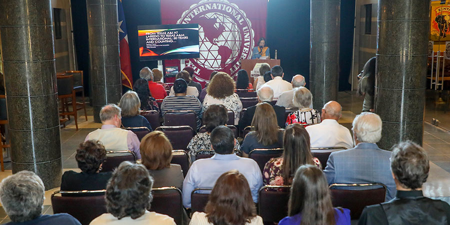 Audience listening to Dr. Cantu speak