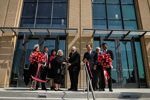 Ribbon being cut.