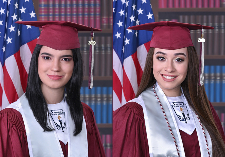 Pictured left to right: Catarina Samaniego (Valedictorian) and  Ingrid Villarreal (Salutatorian)