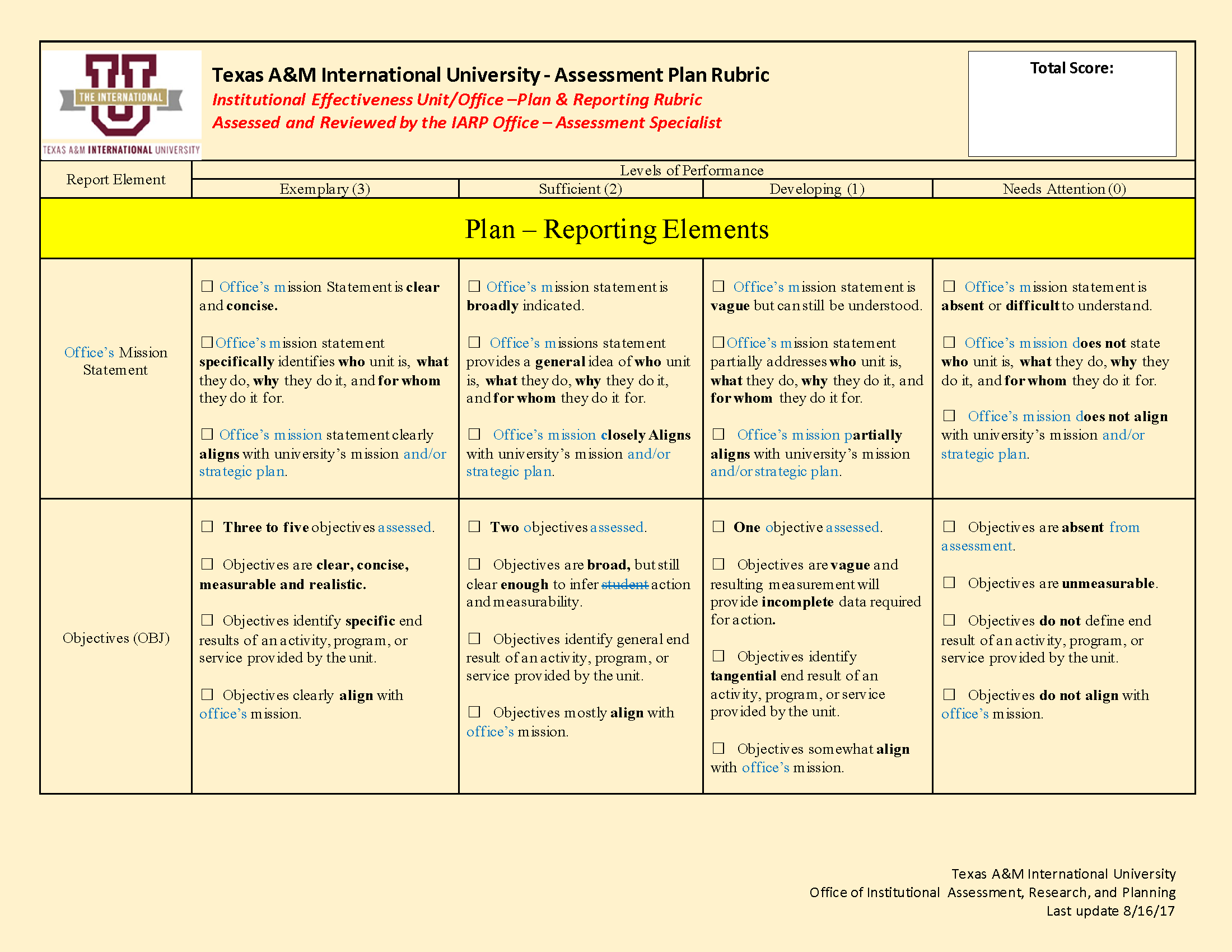 Rubric IE (Plan &amp; Report) 2021 - 2022 Image