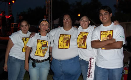 volunteers stop for a pose