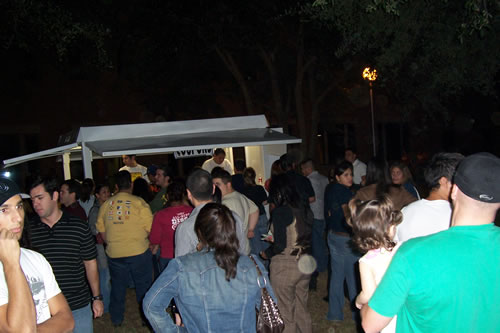 crowd waiting in line to buy tickets