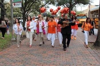 women walking bridge I