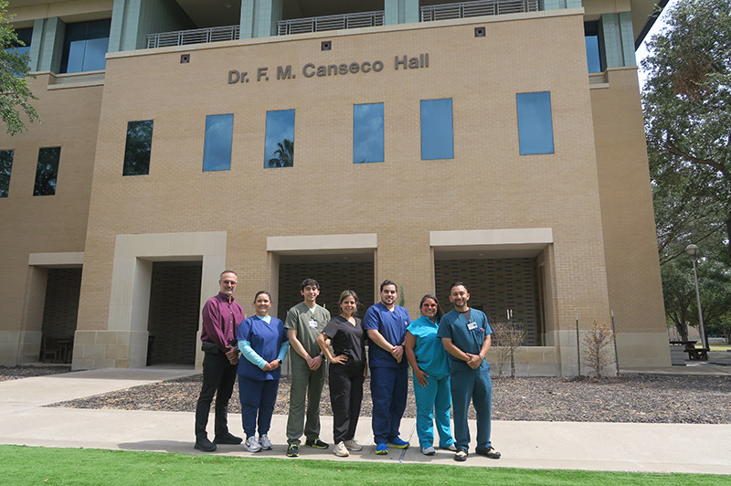 students outside of a building
