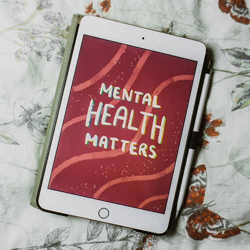 Mental Health Matters written on an iPad