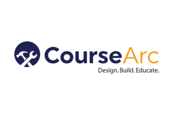 CourseArc Logo. Design. Build. Educate.