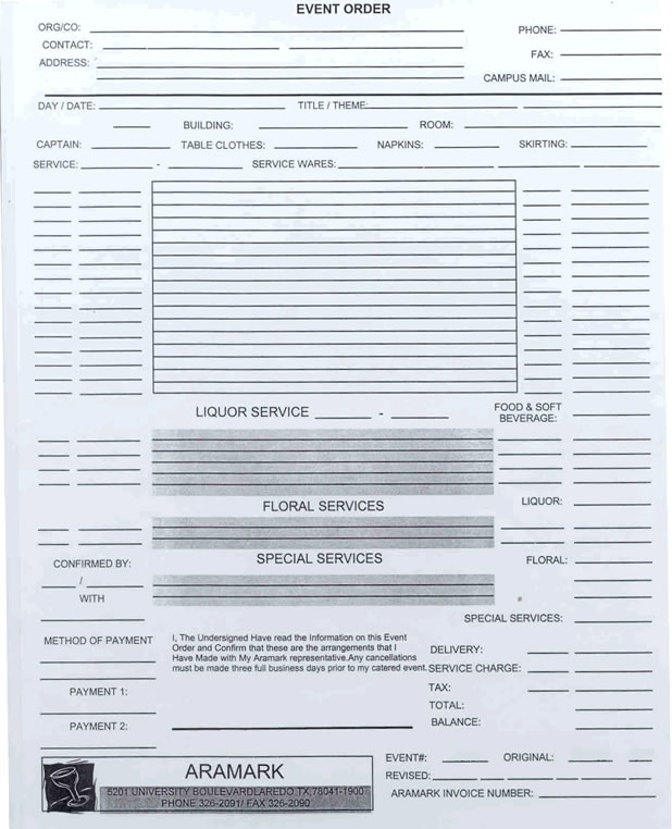 Event Order Application Form