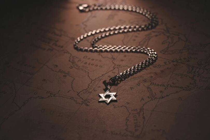 Map and Star of David necklace