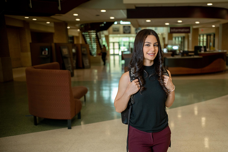 Student standing outside