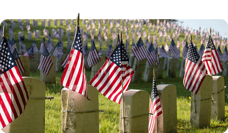 Service Soldier Tombstones with Flags