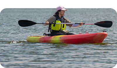 An individual kayaking 