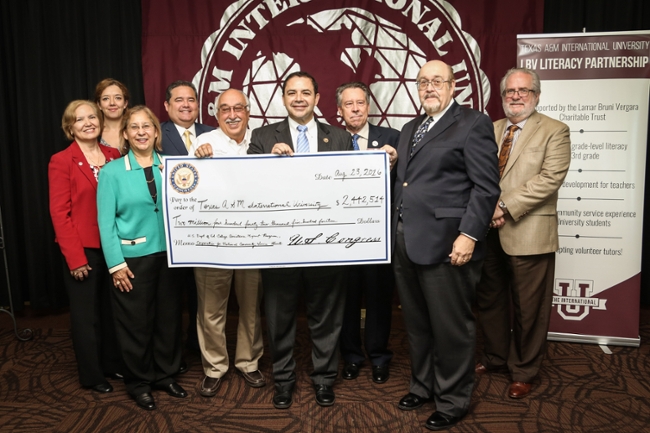 Congressman Henry Cuellar (D-TX-28) and representatives from TAMIU, the One Star Foundation, the Lamar Bruni Vergara Trust, LULAC and Laredo First Assembly of God.