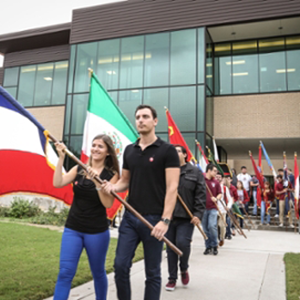 Students with flags
