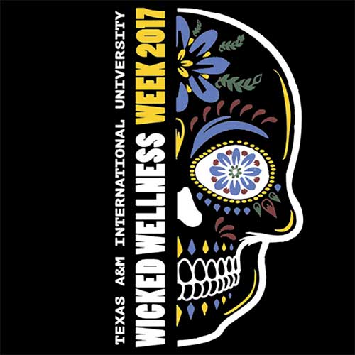 Wicked Wellness Week artwork with a calavera