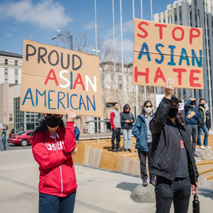 asian american in a 'stop asian hate' rally