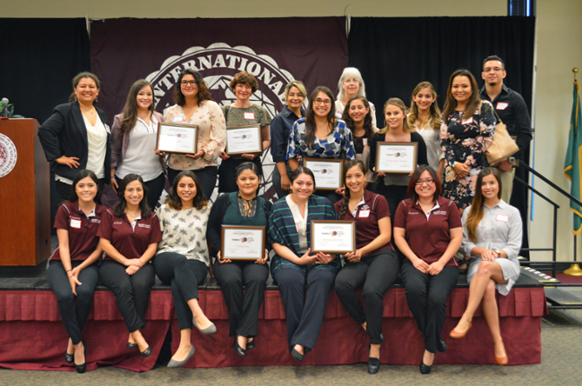 Student winners are recognized at Service-Learning Expo Award Ceremony.