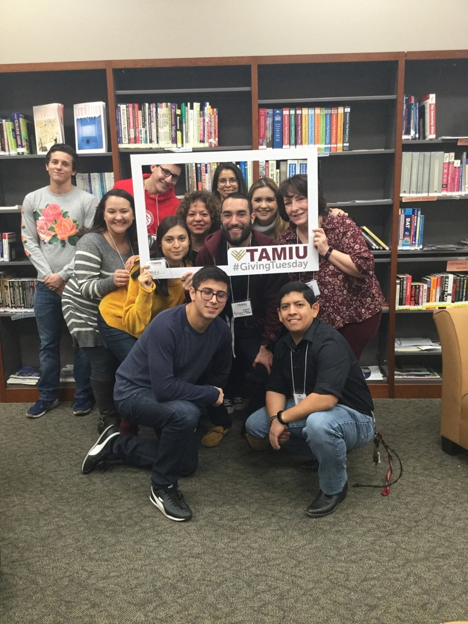 TAMIU employees and students celebrating giving Tuesday