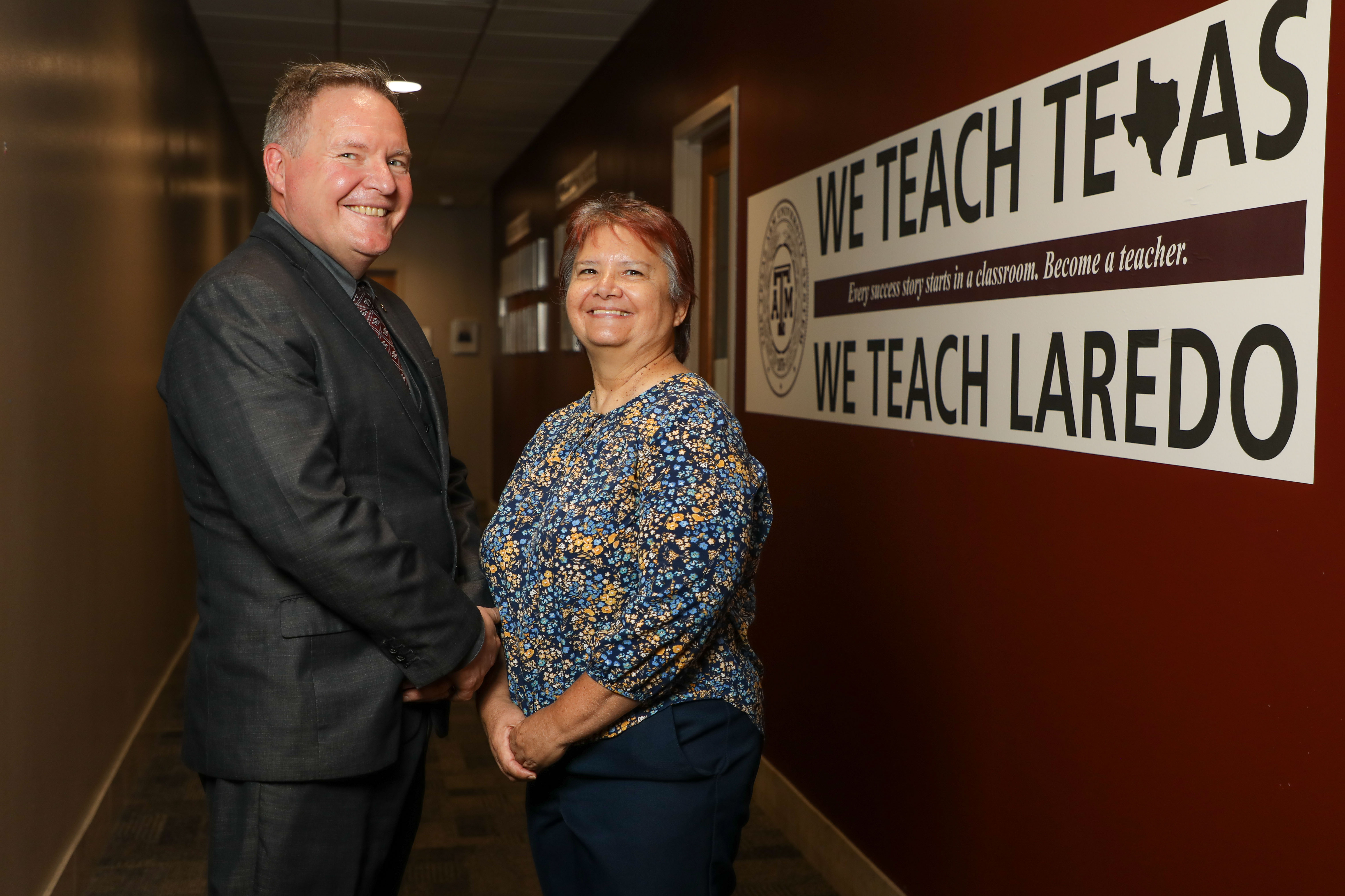 College of Education Dean Dr. James O'Meara and student Olby Hughes 