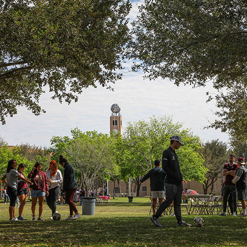 Students infront of the AIC Tower