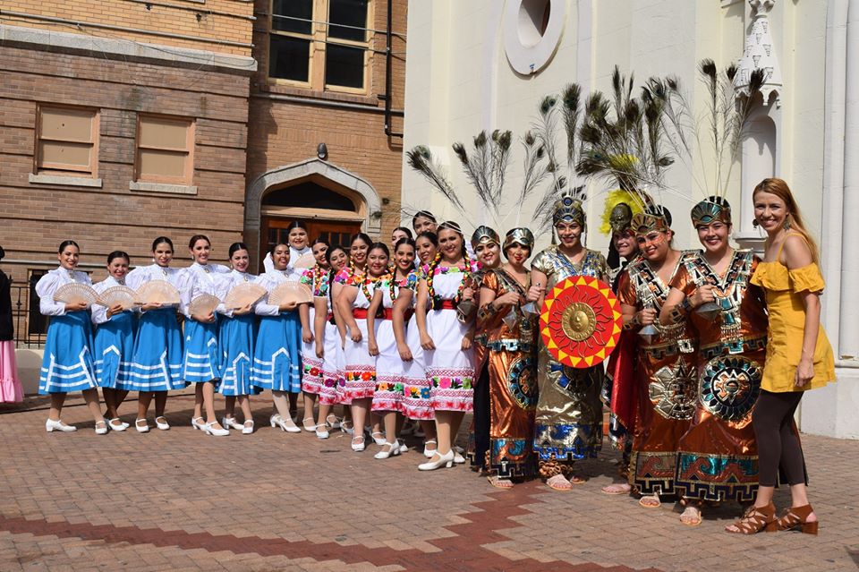 Ballet Folklorico students in costume at Disney California Adventure Park.