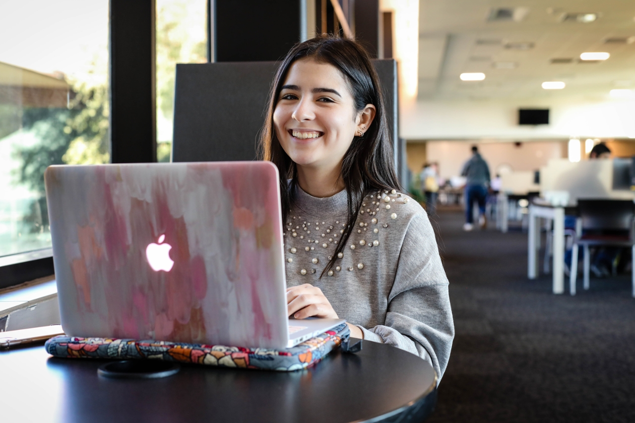 student viewing computer