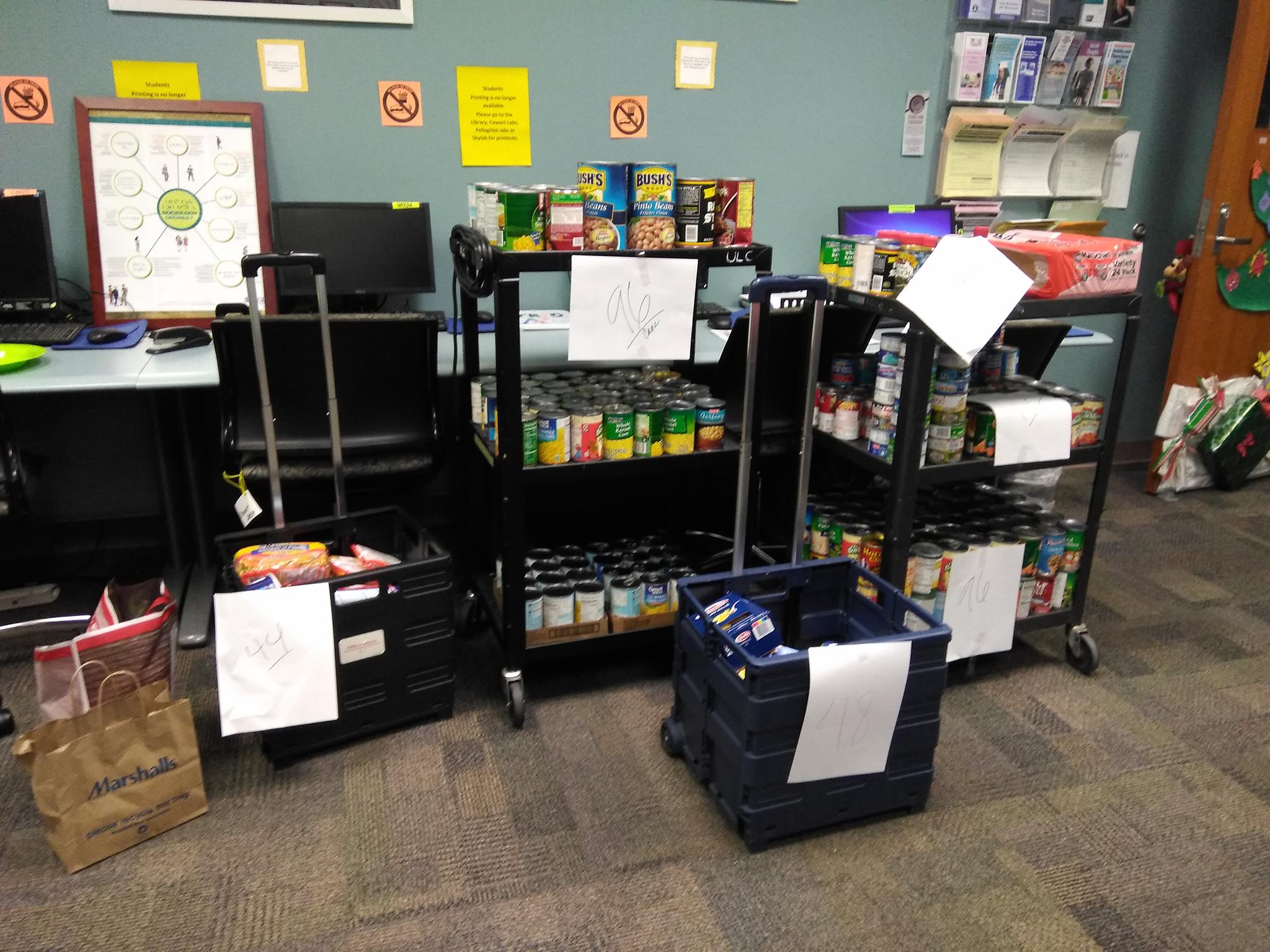 Carts filled with food cans