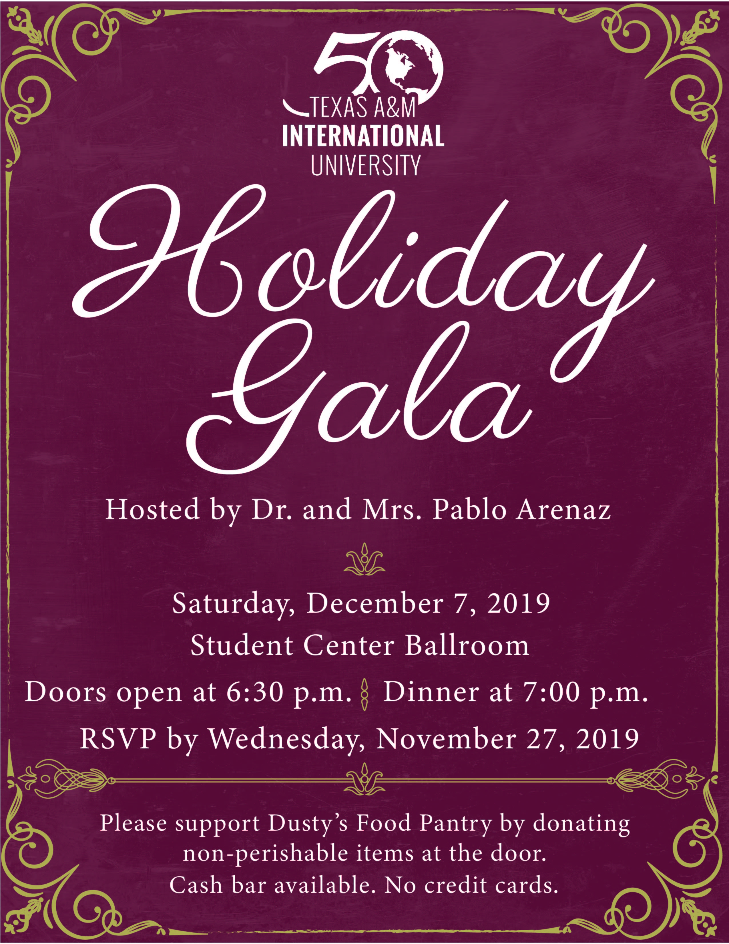2019 Holiday Gala, taking place on Saturday, December 7, 2019