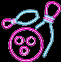 Neon bowls and pins