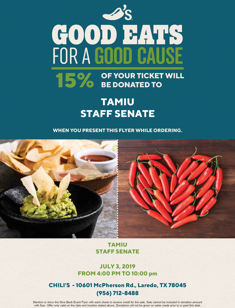 Chili's Give Back Event flyer