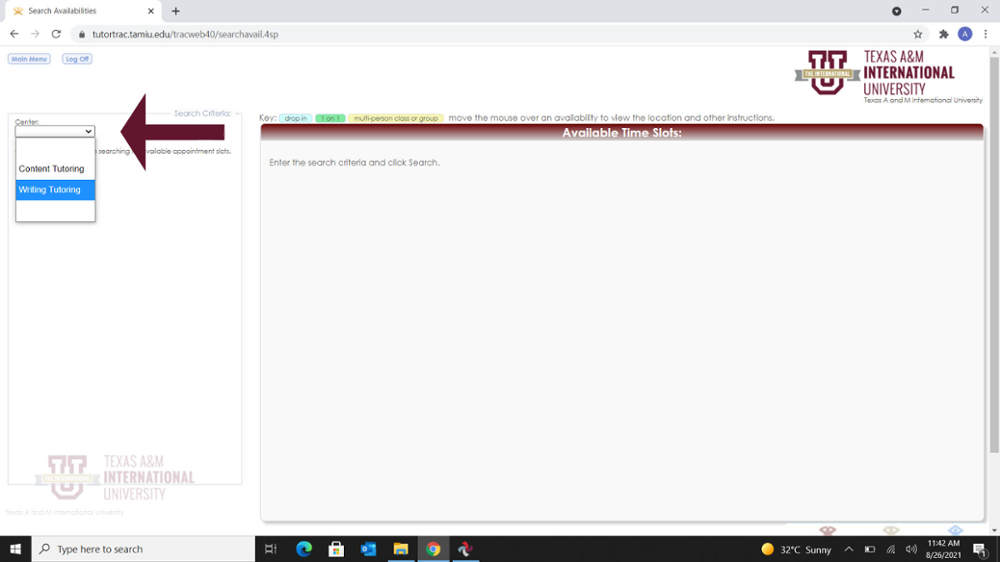 Center Dropdown Screen