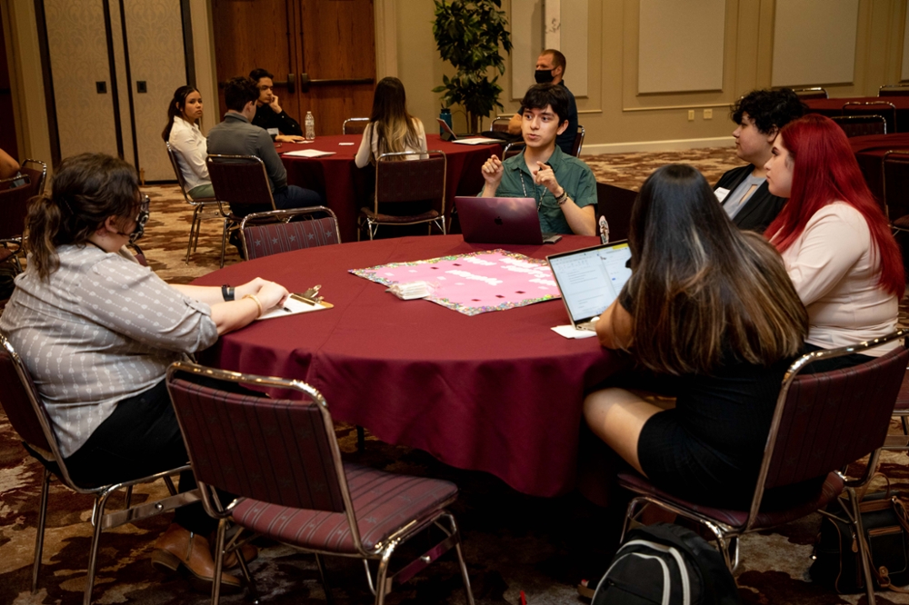 Judge at a roundtable discussion