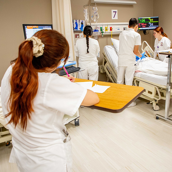 Nurse talking on phone